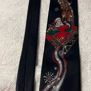 Festive Black Tie with Santa and Sleigh Design
